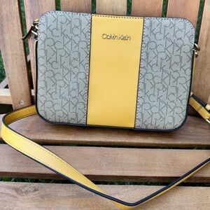 Calvin Klein Mustard Yellow Crossbody Bag with CK Monogram - NWT H8AE7WB